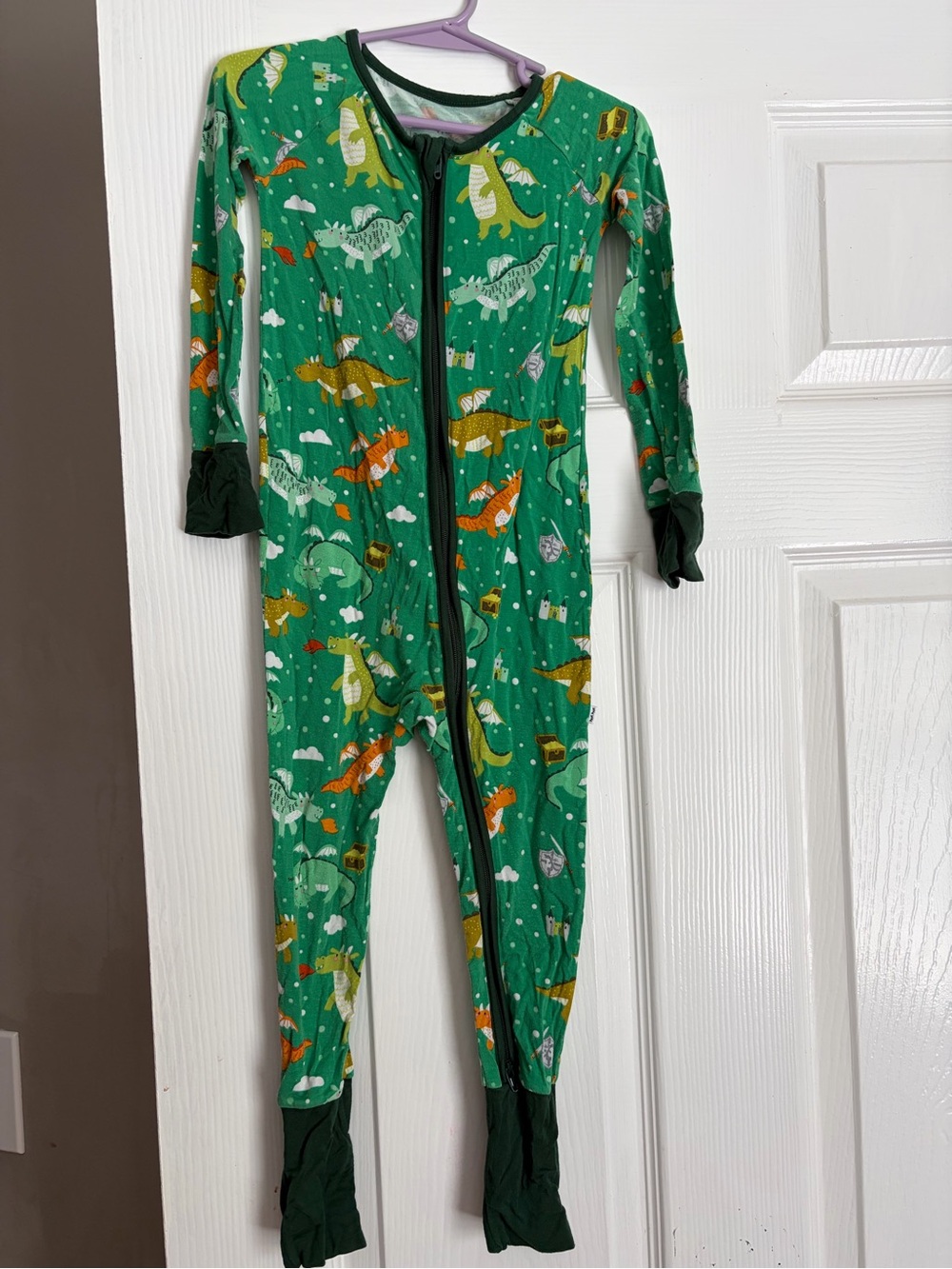 Little Sleepies Green Dinosaur Footed One-Piece Zippie